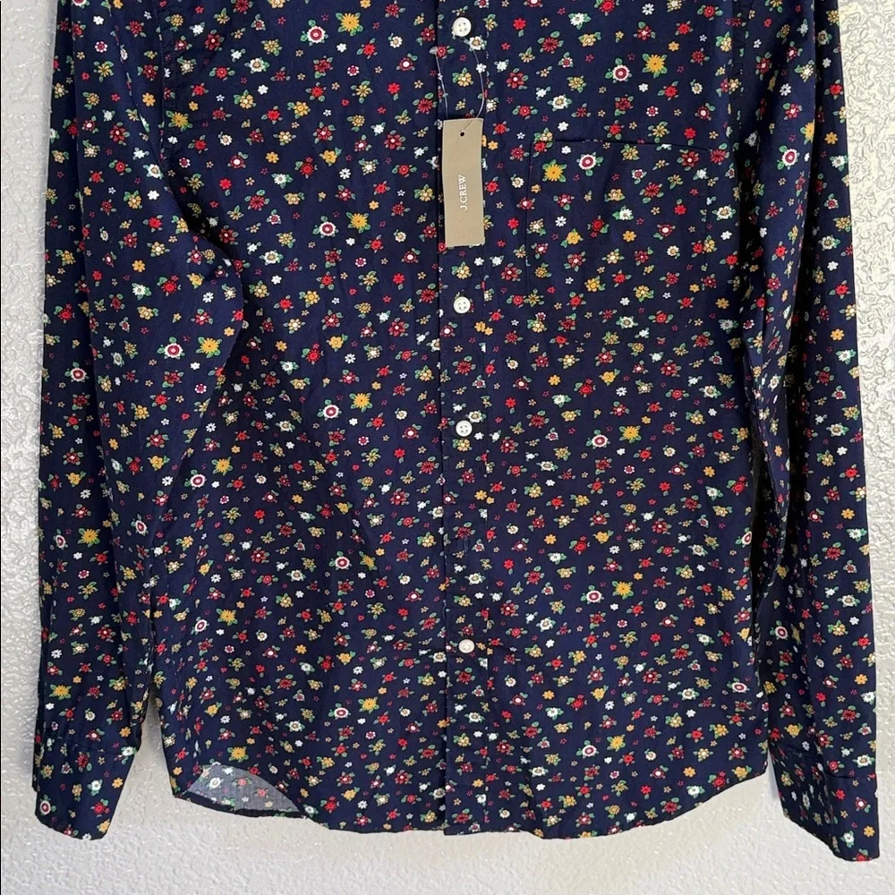 J.Crew Men Floral Slim Secret Wash Cotton Poplin Shirt Size Small